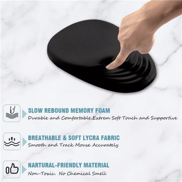 Black ergonomic mouse pad with wrist rest memory foam non slip base office desk - Picture 4 of 8